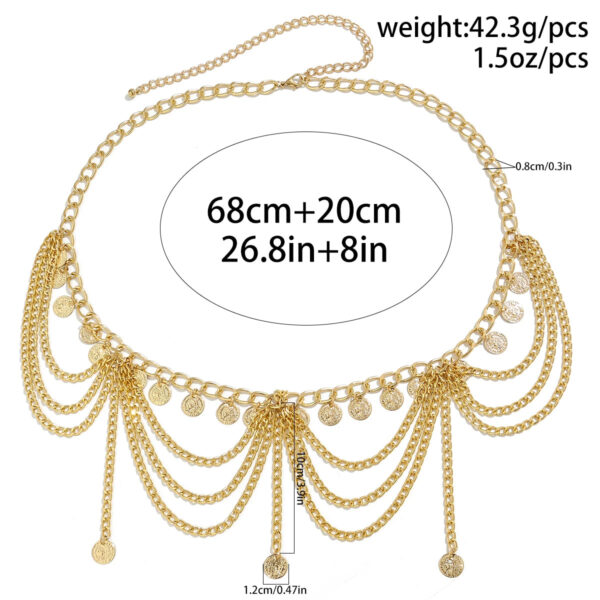 Ceinture Chaîne Médaillons Ronds & Pampilles - Dorée ou Argent – Image 3